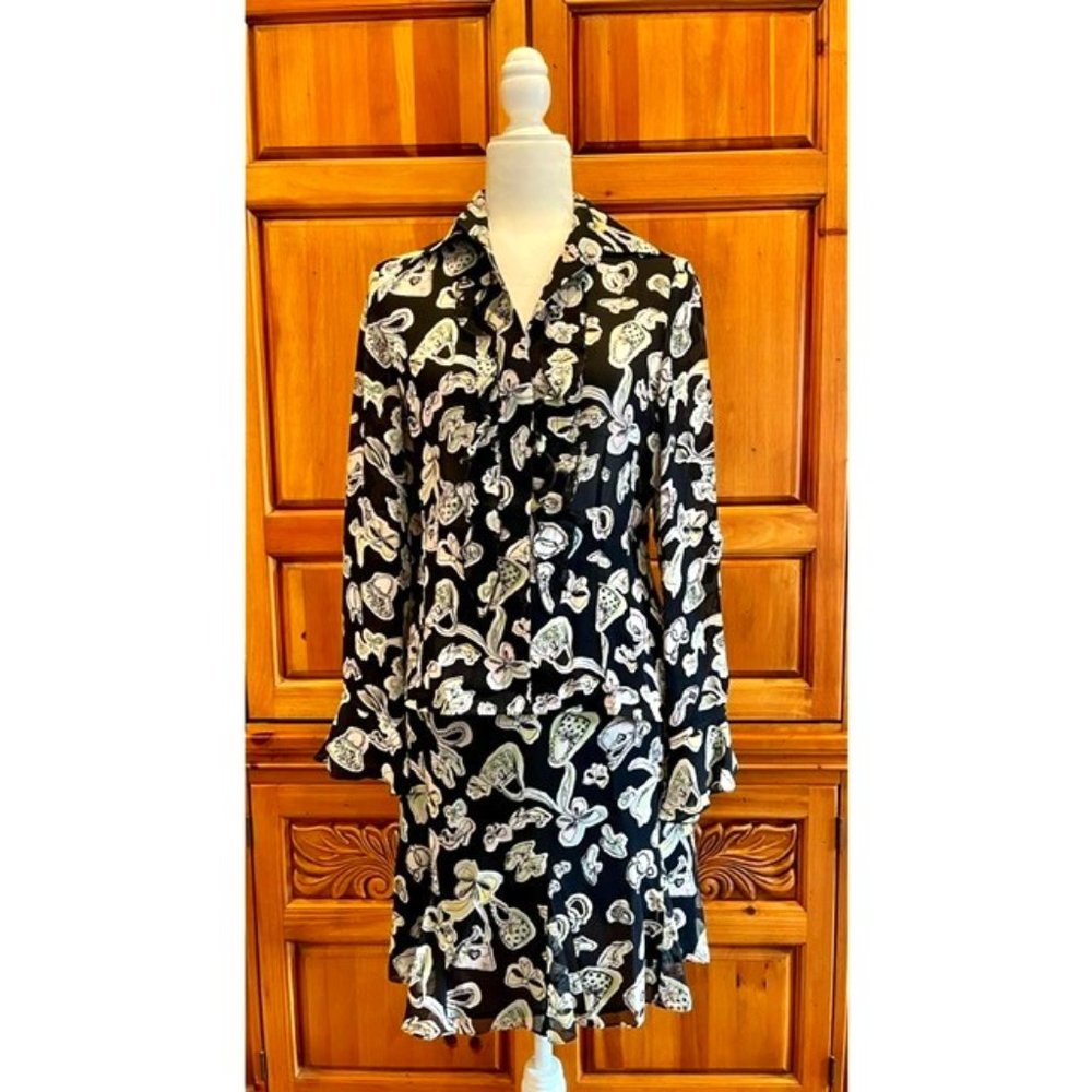 Casual Corner Print 2PC Set - Blk/Pnk/Grn Print - Size 8 & 6
